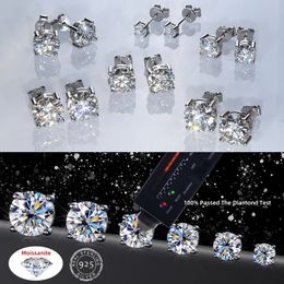 IOGOU m/4mm/5mm/6.5mm/8mm/9mm/10mm/11mm Certified D VVS1 Stud Earrings 925 Silver Earrings For Women Men Jewellery 240227