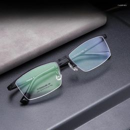Sunglasses Frames 54-17-145 High Quality Pure Titanium Glasses Frame Men's And Women's Retro Semi-Rimless Eyebrow