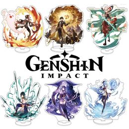 Keychains Game Genshin Impact Figure Acrylic Stand Anime Xiao Hutao Raiden Shogun Zhongli Model Plate Desk Decor Sign Collection For Fans