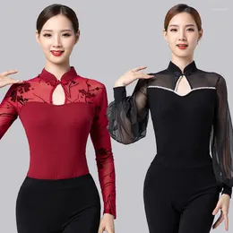 Stage Wear Form Fitting Clothes Dance Practice Costume Teacher-specific Adult Modern Ballet Clothing Printed Tops Women