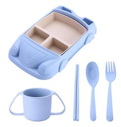 5pcslot Cartoon Cute Square Car Train Airplane Baby Feeding Set Fruit Dish Thick Plate Dinnerware Table Dishes KKB696370576375055177