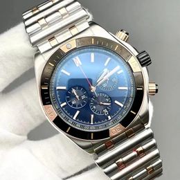 High Fashion U1 Top-grade AAA Bretiling 44MM Super Chronomat Blue Dial Watch Quartz Chronograpg Date Men Watch Stainless Steel Strap Mens Wristwatch Very nice