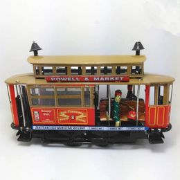 Funny Adult Collection Retro Wind up toy Metal Tin Los Angeles trolley Mechanical toy Clockwork toy figures model kids gift 240307