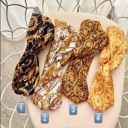 Designer Silk Headbands 2022 New Arrival Luxury Women Girls Gold Yellow Flowers Hair bands Scarf Hair Accessories Gifts Headwraps 260D