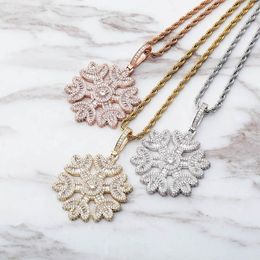 Hip Hop Micro Paved CZ Stones Bling Iced Out Snowflake Pendants Necklaces for Men Women Charm Rapper Jewelry Gifts225u