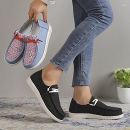 Blue Casual Shoes Slip Vulcanised Canvas Women 610 on Loafers Female Flat Fashion Ladies Walking Sneakers 778 Fashi