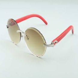 2019 newest A3524016-1 fashion classic cutting lenses sunglasses red natural wooden temples retro oval glasses size 58-18-135mm335K