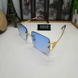 Whole-polarized outdoor rimless sunglasses for mens gold metal brand designer fashion red black blue lens sun glasses come wit227f