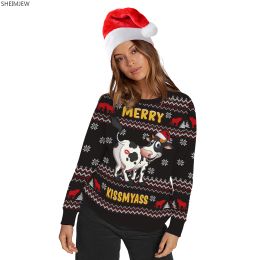 Sweaters 2023 3D Printed Unisex Holiday Party Dress Up Xmas Sweatshirts Funny Cow Men Ugly Christmas Sweaters Women Clothes