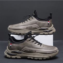 Men Leather Casual Shoes Vulcanised Shoes Autumn Fashion Luxury Sneakers Comfort Sports Platform Male Footwear