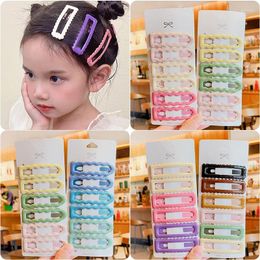 Hair Accessories 6 Pcs/Set 2024 Children Light Colorful Bright Surface Geometry Clip Baby Girls Hairpins Women Fashion