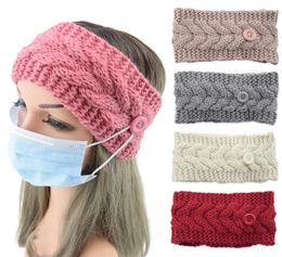 Face Mask Protective Women Gym Sports Yoga Hairband Hairlace Headress Winter Warm Knit Hair Accessories Headband with Button Ear6290766