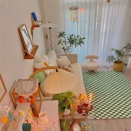 Checkerboard Solid Colour Carpets Large Area Rugs for Living Room Non-slip Green Floor Mat Soft Bedside Rug girl bedroom decor 2201251o