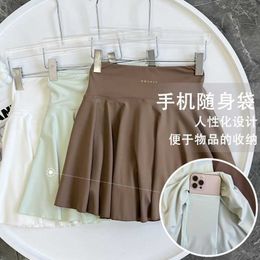 Badminton clothing tennis dress womens high waisted yoga pleated skirt outer wear fitness skirt anti glare line skirt