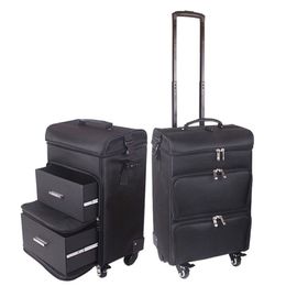 2021 suitcase Professional women trolley makeup case large rolling luggage new cosmetic box beauty tattoo manicure toolbox multila265S