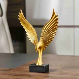 Decorative Objects Figurines Resin Goldern Wings Statuette Modern Home Office Entrance Hall Door Decorations Highend Home Ornaments Creative Artistic Crafts T24