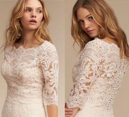 White Ivory Bolero Wedding Bridal Jackets Half Sleeve Scoop Neck Top Lace Wraps Button Back Top Quality5537980