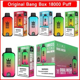 Original Bang Box 18K 18000 Puffs Vaporizers Disposable Vape Pen 12 Flavours E-cigarettes Bang vapes Mesh Coil Electronic Cigarettes With Smart Screen 0/2/3/5%