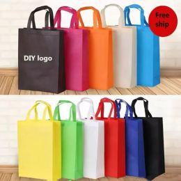 Blank Non-Woven Tote Bag Reusable Shopping Party Handbag 3-Dimensional Brand Advertising Promotional Gifts Bags Accept Custom Logo Printing FY8655 0309