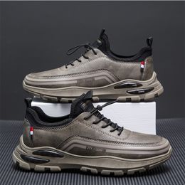 2024 Men Leather Casual Shoes Vulcanised Shoes Autumn Fashion Luxury Sneakers Comfort Sports Platform Male Footwear Tenis Size 39-48