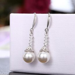 Stud Earrings Sparkling Princess Luxury 925 Silver Needle Bridal Wedding Water Drop Pearl Elegant Ladies Party Gift Statement Jewellery