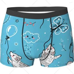 Underpants Animal Mouse Butterfly Blue Men's Funny Underwear Boxer Briefs Slight Elasticity Male Shorts Novelty Stylish Gift For Men