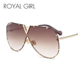 Luxury-ROYAL GIRL Fashion Sunglasses Men Women Brand Designer Metal Frame Oversized Personality High Quality UV400 Unisex Sun Glas220K