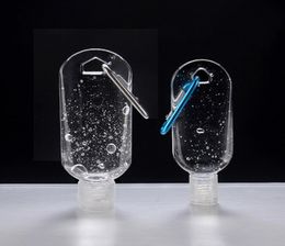 30ML 60ML empty refillable Flip Cap Bottle with Key Ring Hook Transparent Plastic Hand Sanitizer Bottle for Travelbusiness trip3728778