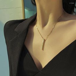 Pendant Necklaces Fashion Female Gold Colour Chain Bar Women Necklace Girls Jewellery Metal Party Wedding Simple Choker Lady Gifts Collar