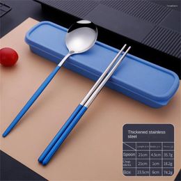 Dinnerware Sets Portable Tableware Set Modern And Simple Mirror Polishing With Storage Box Stainless Steel High-temperature Paint Baking