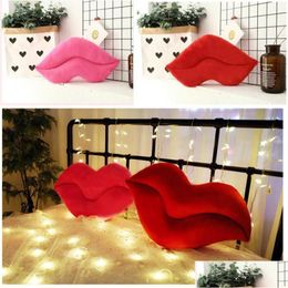Pillow Creative Pink Red Lips Shape Cushion Home Decorative Throw Sofa Waist Pillows Textile Decor Valentine Gift9676148 Drop Delive Dhhi6