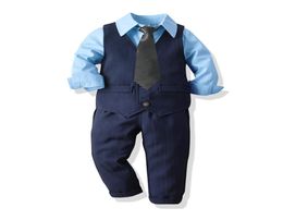 children039s suit for the new year for the baby clothing 4pieces boys 2019 fall costume vest Striped tie toddler boy clothes7891436