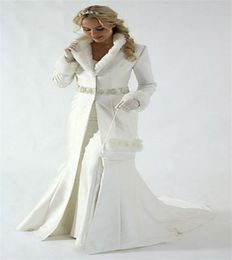 Custom Made Women Wedding Jacket Outside Coat Slim With Fur Adorned Long Plus Size1115392