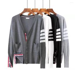 Women's Vests Four-Bar Uniform Knit Sweater School Students Young Retro Letterman Varisty Cardigan For Women Couple TOP280