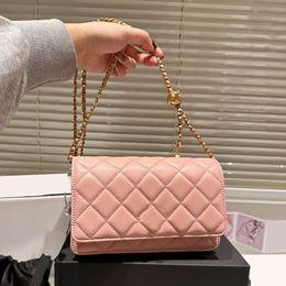 Classic Pearl Crush Gold Ball Mini Flap Wallet Bags 20CM Quilted Matelasse Chain Crossbody Shoulder Card Hold Purse Green Pink Yel289f