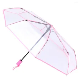 Umbrellas Fully Automatic Three-fold Transparent Umbrella Inverted Folding Mini Pocket Clear