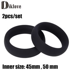 2pcsset Inner size 45mm 50 mm silicone cock ring delay ring very thick penis ring cockring sex time lasting sex toy for man5667000