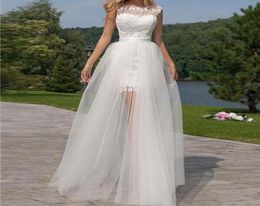 Skirts 2021 Sexy White Sheer Long Tulle Transparent Floor Length Overskirt Bridal Wedding Party Gowns Customise Detachable Train2374339