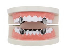 Single Vampire fangs Jewellery canines and gold braces teeth grills Party Teeth Accoessories2976926