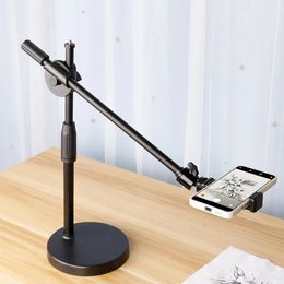 Overhead Tripod with Ring Light Table Tabletop Shooting Stand Tripods with Mobile Phone Holder Boom Arm for Nail Art Pography 240306