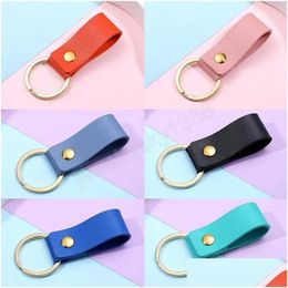 Key Rings Fashion Pu Leather Keychain Business Gift Ring Men Women Car Strap Waist Wallet Keychains Drop Delivery Jewelry Dhjj3