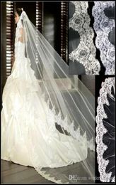 3 Metre White Lvory Cathedral Wedding Veils Long Lace Edge Bridal Veile with Comb Wedding Accessories Bride Mantilla Wedding Veile4739069