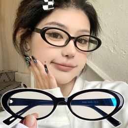 Sunglasses Vintage Oval Glasses Women Girls Y2K Red Green Frame Eyewear Decorative Computer Anti-blue Eyeglasses Goggles