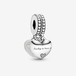 New 100% 925 Sterling Silver Daughter- & Mother in Law Split Dangle Charm Fit Original European Charm Bracelet Fashion Jewellery Acc2181