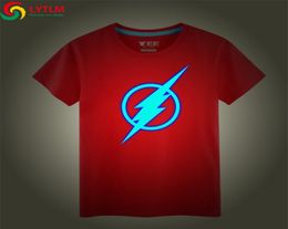 LYTLM DC Comics Shirt Neon The Flash T Shirt Kids The Big Bang Theory Tshirt Short Sleeve Black Funny T Shirts Luminous Cotton Y26367205