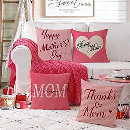 Pillow Case Linen square Happy Mothers Day case I love mom cushion cover sofa case home dcor gift T240316