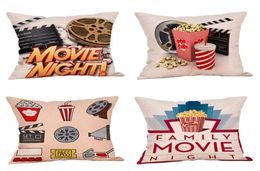 Movie Theatre Cinema Personalised Cotton Linen Square Burlap Decorative Throw Pillow Case Cushion Cover 18 Inch 4 Pack Moive Night7471869