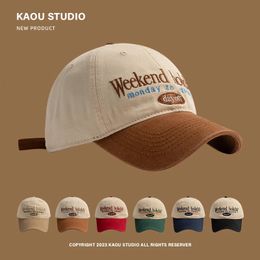 Baseball Cap Contrast Color Fashion Childrens Peaked Cap Korean Style Trendy Men and Women Big Head Circumference Couple Hat 240227