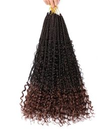 22 Inch Synthetic River Box Braids Hair With Curly End Hair Extensions Goddess Crochet 12 rootspack Bohemian With Curl Ends LS346033270