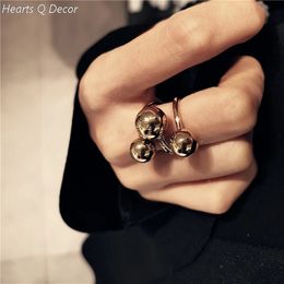 Brass Triple Ball Statement Ring Punk Gothic Party Designer Club Cocktail Party Gown Amazing Gift Trendy Top Jewellery 240306